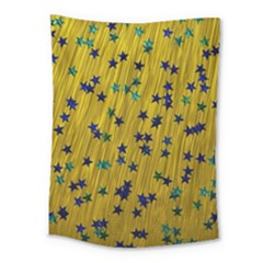 Abstract Gold Background With Blue Stars Medium Tapestry