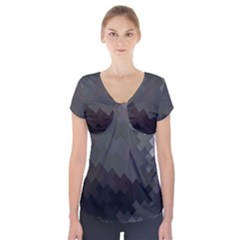 Abstract Pattern Moving Transverse Short Sleeve Front Detail Top by Simbadda