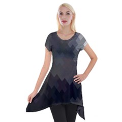 Abstract Pattern Moving Transverse Short Sleeve Side Drop Tunic