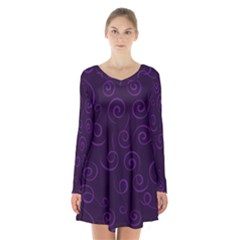 Pattern Long Sleeve Velvet V-neck Dress by Valentinaart