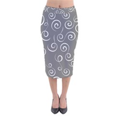 Pattern Velvet Midi Pencil Skirt