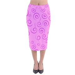 Pattern Velvet Midi Pencil Skirt