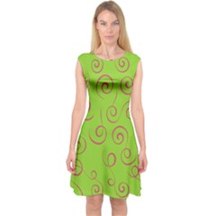 Pattern Capsleeve Midi Dress