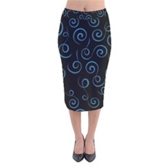 Pattern Velvet Midi Pencil Skirt