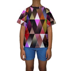 Triangles Abstract Triangle Background Pattern Kids  Short Sleeve Swimwear by Simbadda