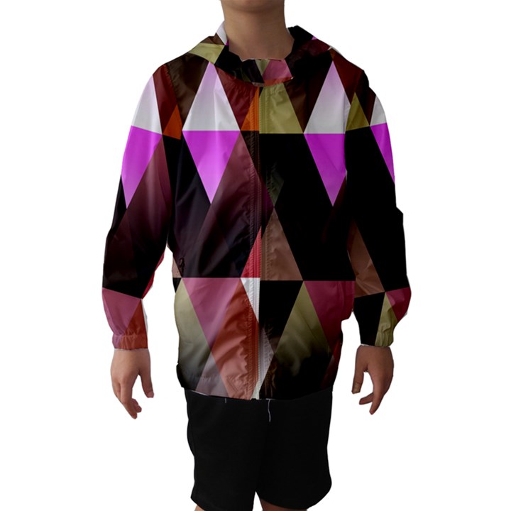 Triangles Abstract Triangle Background Pattern Hooded Wind Breaker (Kids)