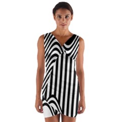 Stripe Abstract Stripped Geometric Background Wrap Front Bodycon Dress by Simbadda