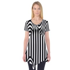 Stripe Abstract Stripped Geometric Background Short Sleeve Tunic  by Simbadda