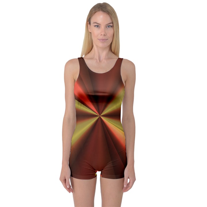 Copper Beams Abstract Background Pattern One Piece Boyleg Swimsuit