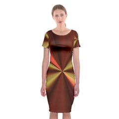 Copper Beams Abstract Background Pattern Classic Short Sleeve Midi Dress by Simbadda