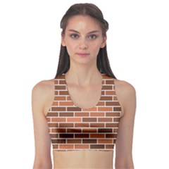 Brick Brown Line Texture Sports Bra by Mariart