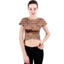 Brick Brown Line Texture Crew Neck Crop Top View1