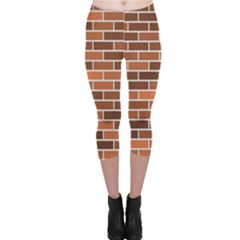 Brick Brown Line Texture Capri Leggings  by Mariart