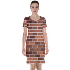 Brick Brown Line Texture Short Sleeve Nightdress by Mariart