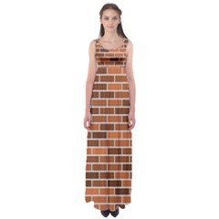 Brick Brown Line Texture Empire Waist Maxi Dress by Mariart