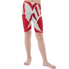 Bloody Handprint Stop Emob Sign Red Circle Kids  Mid Length Swim Shorts by Mariart