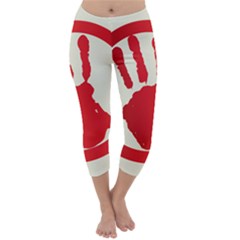 Bloody Handprint Stop Emob Sign Red Circle Capri Winter Leggings  by Mariart