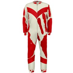 Bloody Handprint Stop Emob Sign Red Circle Onepiece Jumpsuit (men)  by Mariart