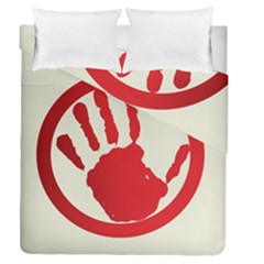 Bloody Handprint Stop Emob Sign Red Circle Duvet Cover Double Side (queen Size)