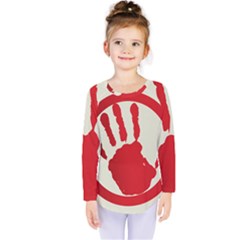 Bloody Handprint Stop Emob Sign Red Circle Kids  Long Sleeve Tee