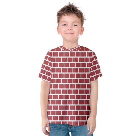 Brick Line Red White Kids  Cotton Tee by Mariart