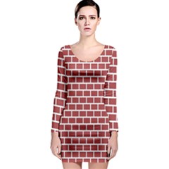 Brick Line Red White Long Sleeve Bodycon Dress by Mariart