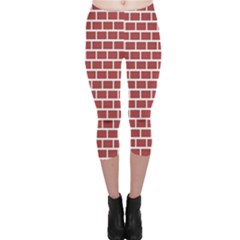 Brick Line Red White Capri Leggings  by Mariart