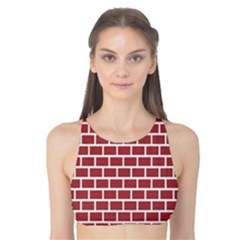 Brick Line Red White Tank Bikini Top by Mariart