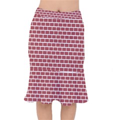 Brick Line Red White Mermaid Skirt by Mariart