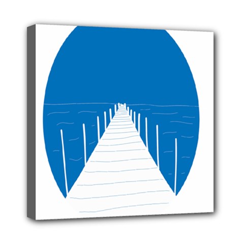 Bridge Sea Beack Blue White Mini Canvas 8  X 8  by Mariart