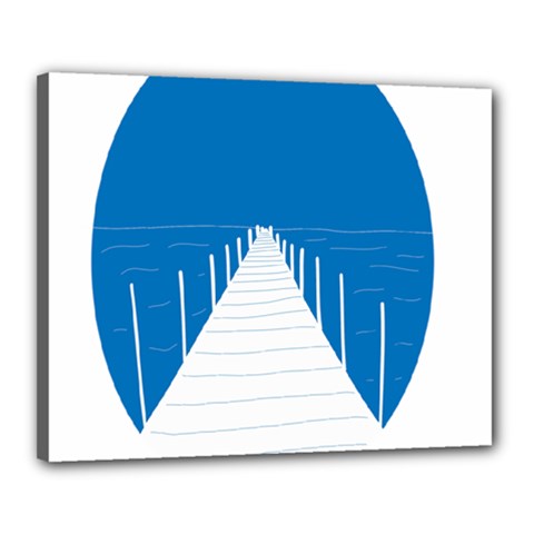 Bridge Sea Beack Blue White Canvas 20  X 16  by Mariart