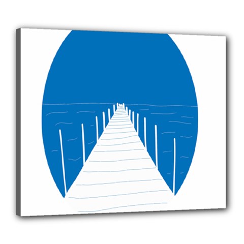 Bridge Sea Beack Blue White Canvas 24  X 20  by Mariart