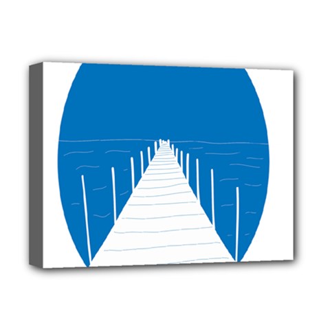 Bridge Sea Beack Blue White Deluxe Canvas 16  X 12   by Mariart