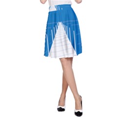 Bridge Sea Beack Blue White A-line Skirt by Mariart