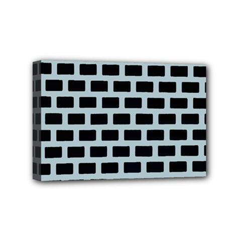 Bricks Black Blue Line Mini Canvas 6  X 4  by Mariart