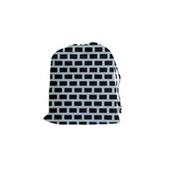 Bricks Black Blue Line Drawstring Pouches (small)  by Mariart