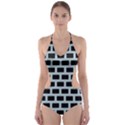 Bricks Black Blue Line Cut-Out One Piece Swimsuit View1