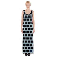 Bricks Black Blue Line Maxi Thigh Split Dress by Mariart