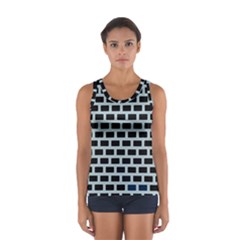 Bricks Black Blue Line Women s Sport Tank Top  by Mariart