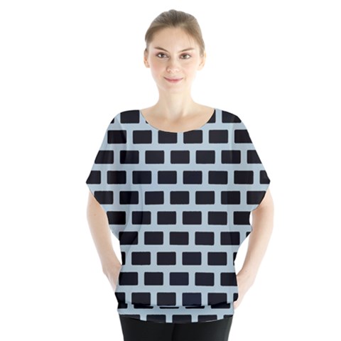 Bricks Black Blue Line Blouse by Mariart