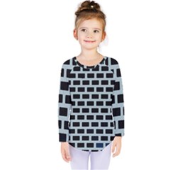 Bricks Black Blue Line Kids  Long Sleeve Tee