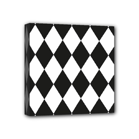 Broken Chevron Wave Black White Mini Canvas 4  X 4  by Mariart