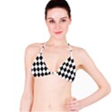 Broken Chevron Wave Black White Bikini Top View1