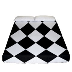 Broken Chevron Wave Black White Fitted Sheet (king Size) by Mariart