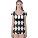 Broken Chevron Wave Black White Boyleg Leotard  View1