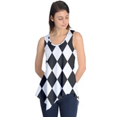 Broken Chevron Wave Black White Sleeveless Tunic by Mariart