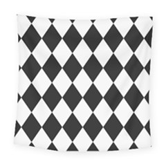 Broken Chevron Wave Black White Square Tapestry (large)