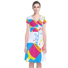 Celebration Injecting Short Sleeve Front Wrap Dress by Mariart