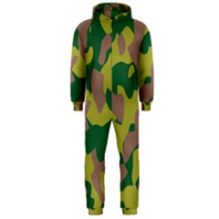 Camouflage Green Yellow Brown Hooded Jumpsuit (men)  by Mariart