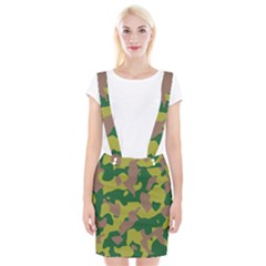 Camouflage Green Yellow Brown Suspender Skirt by Mariart